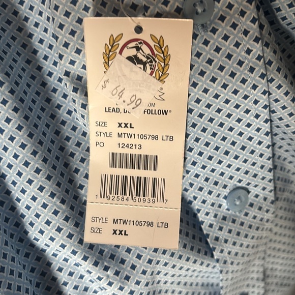 CINCH STRETCH LIGHT BLUE PRINT - MENS SHIRT - MTW1105798 Size XXL - Picture 6 of 6